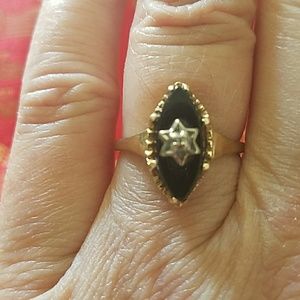 Onyx & Diamond Gold Ring